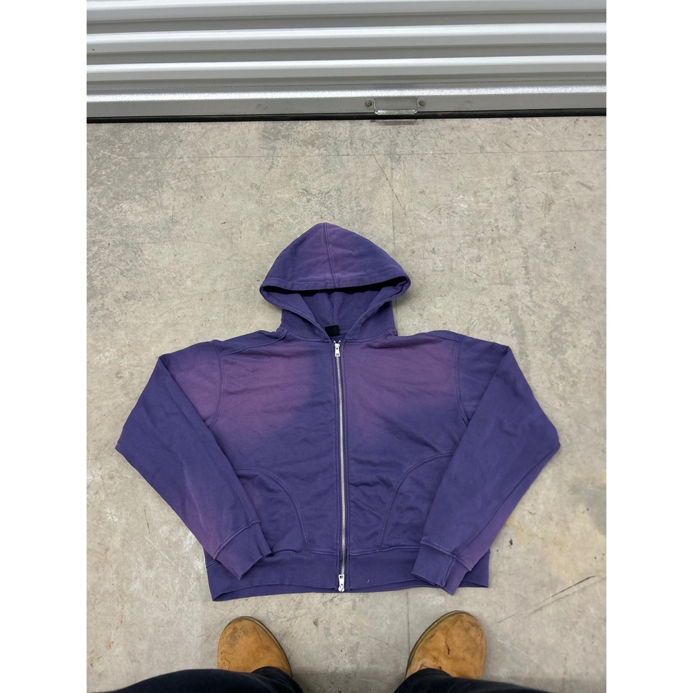 Cotton On Mens Purple Cropped Fit Sun Graphic Full Zip Hoodie Sweatshirt Small